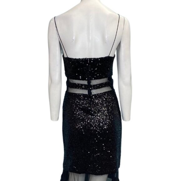 La Pateau Sequin Mesh Cutout Sleeveless Gown Black Size Small NWT - Picture 4 of 4